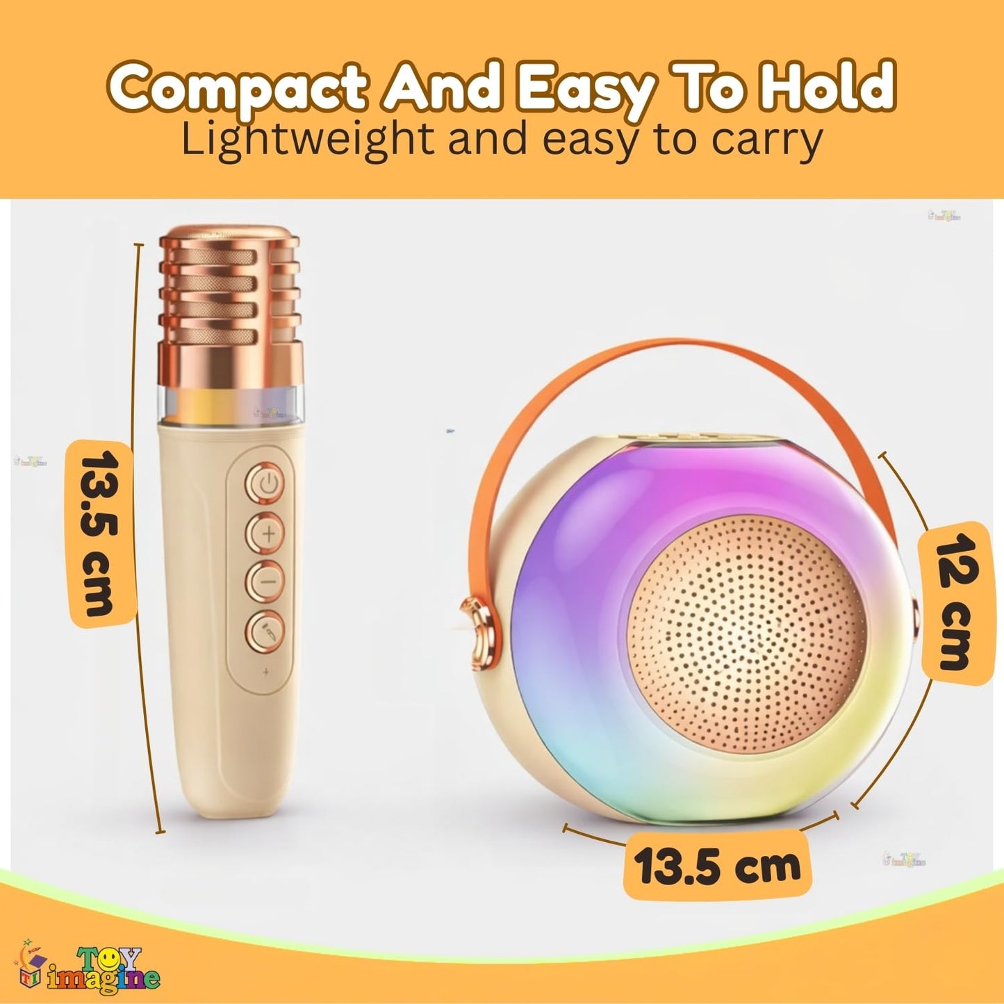 Wireless Karaoke Microphone with RGB Speaker | Portable Bluetooth Singing Mic with LED Lights & Rechargeable Battery