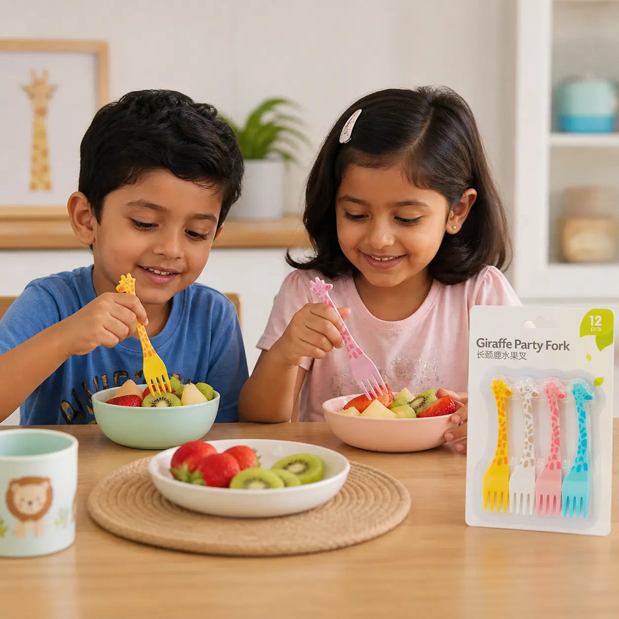 Kids Giraffe Fruit Forks Set (12 Pcs)