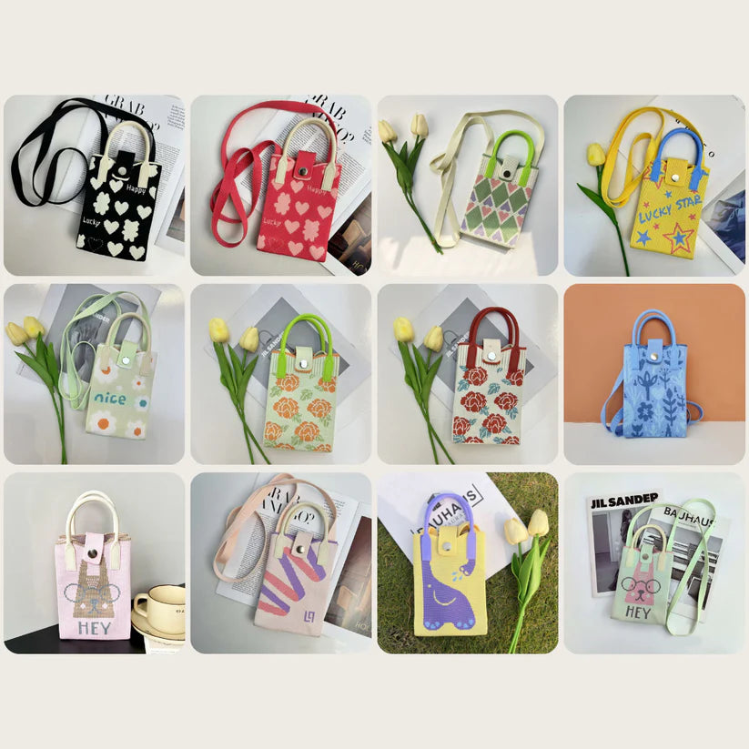 Mini Knitted Crossbody Bag โ Cute Phone Sling Bag for Women & Girls