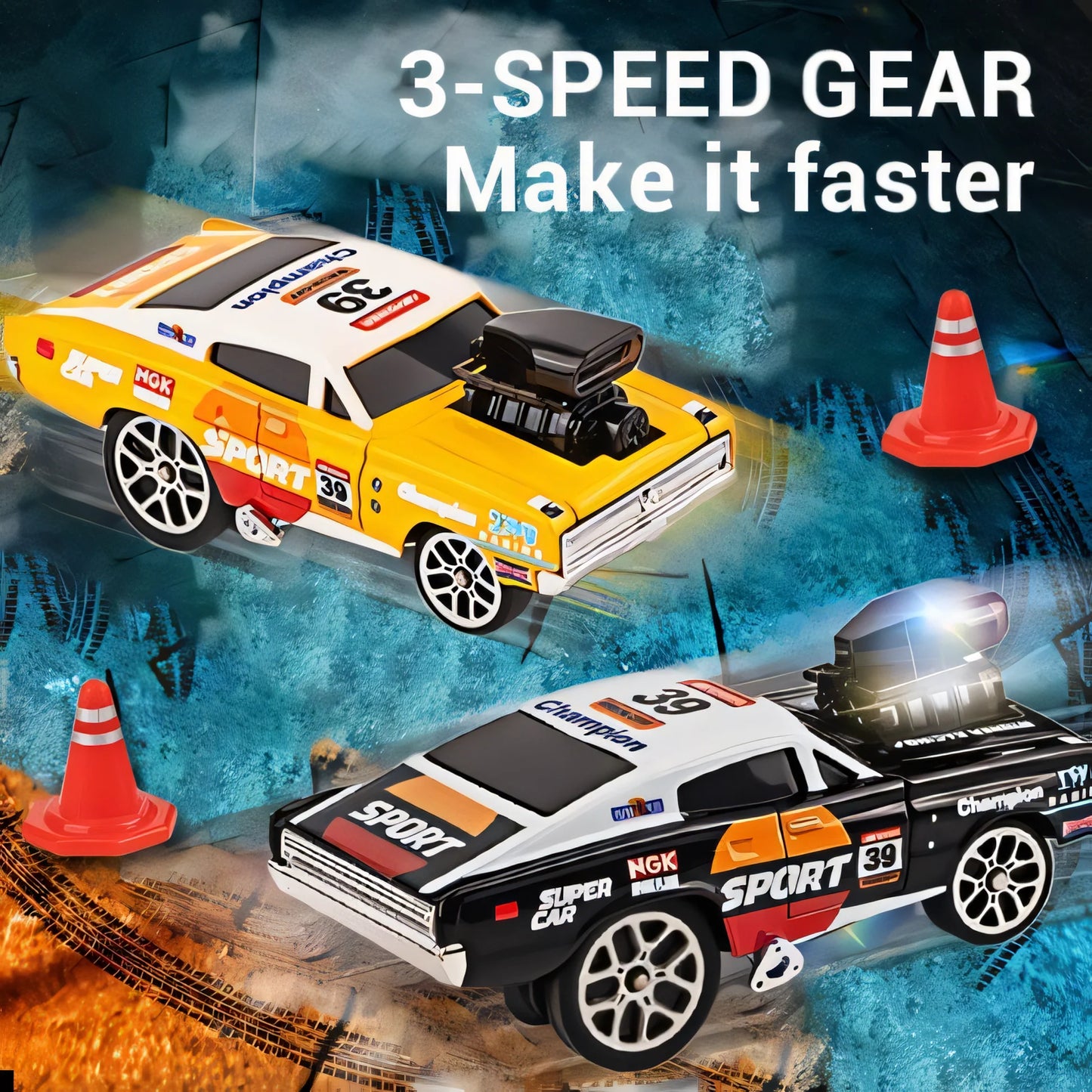 Remote Control Drift Racing Car Set | High-Speed RC Cars with LED Lights, Music & Controller