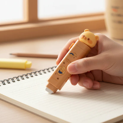 Cute Cartoon Push-Pull Eraser – Retractable Silicone Eraser for Kids