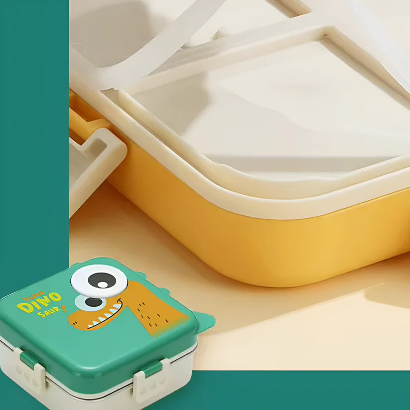 Cute Dino Kids Lunch Box – Stainless Steel Leakproof Bento Lunch Box with Compartments (8+ Years)