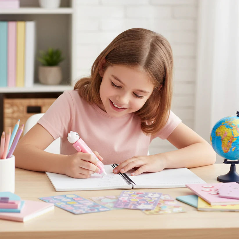 Cute Cartoon Push-Pull Eraser – Retractable Silicone Eraser for Kids