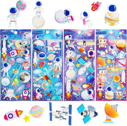 Self-Adhesive Kawaii 3D Puffy Stickers Set (Astronaut / Space)- Set of 2