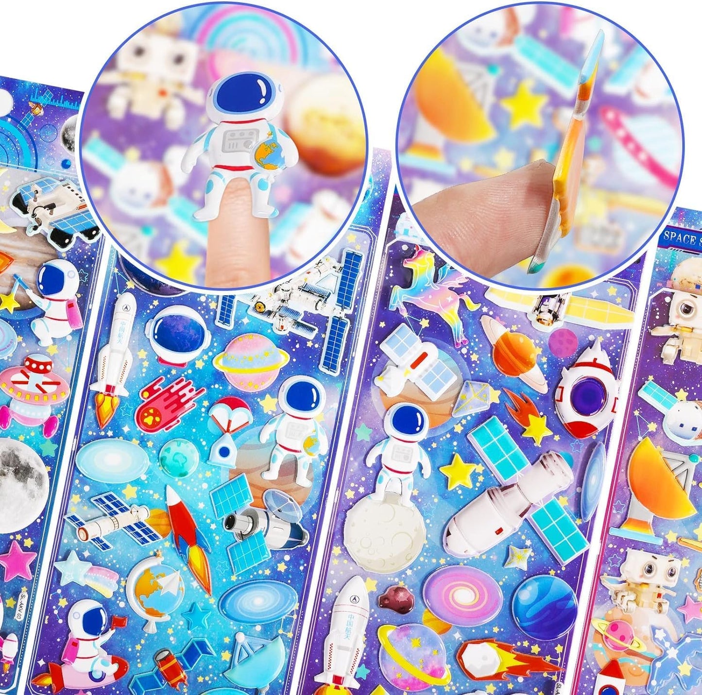 Self-Adhesive Kawaii 3D Puffy Stickers Set (Astronaut / Space)- Set of 2
