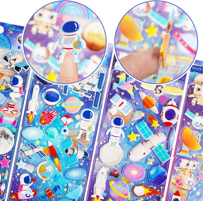 Self-Adhesive Kawaii 3D Puffy Stickers Set (Astronaut / Space)- Set of 2