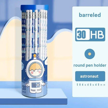 Astronaut HB Pencil Set (30 PCS) with Round Pen Holder – Cute Space-Themed Stationery for Kids & Students