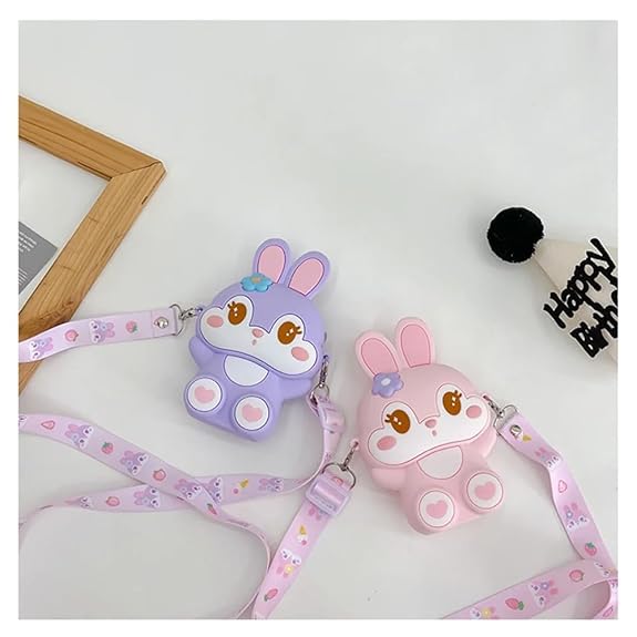Cute Bunny Shape Kids Sling Bag – Cartoon Rabbit Crossbody Bag for Girls