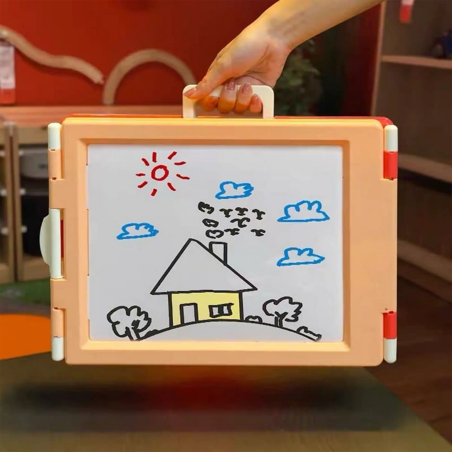 My First Art Studio Double-Sided Drawing Board for Kids | 3-in-1 Painting, Writing & Chess Game Set