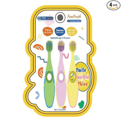Kids (3-6 Years) Soft Bristle Toothbrush Set (Pack of 3) – Gentle Cleaning & Easy Grip