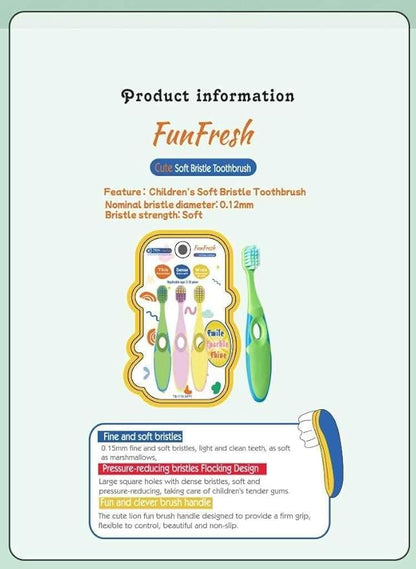 Kids (3-6 Years) Soft Bristle Toothbrush Set (Pack of 3) – Gentle Cleaning & Easy Grip