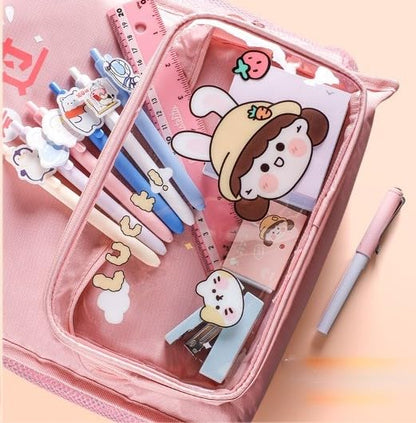 Transparent Tote Bag with Cute Pouch – Waterproof Carry Bag for Travel & Daily Use