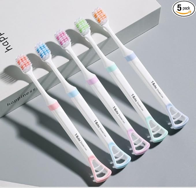 Adults Soft Bristle Toothbrush with tongue cleaner Set (Pack of 5) – Gentle Cleaning & Gum Care for Daily Use
