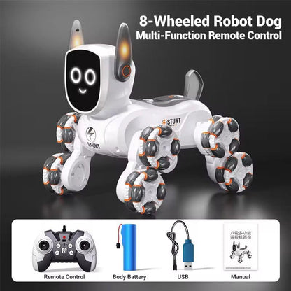 Smart RC Stunt Robot Dog – Gesture Control, Omni-Wheel 360° Drift Toy with Lights & Music