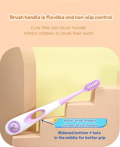 Kids (3-6 Years) Soft Bristle Toothbrush Set (Pack of 5) – Cartoon Grip Handle & Gentle Cleaning