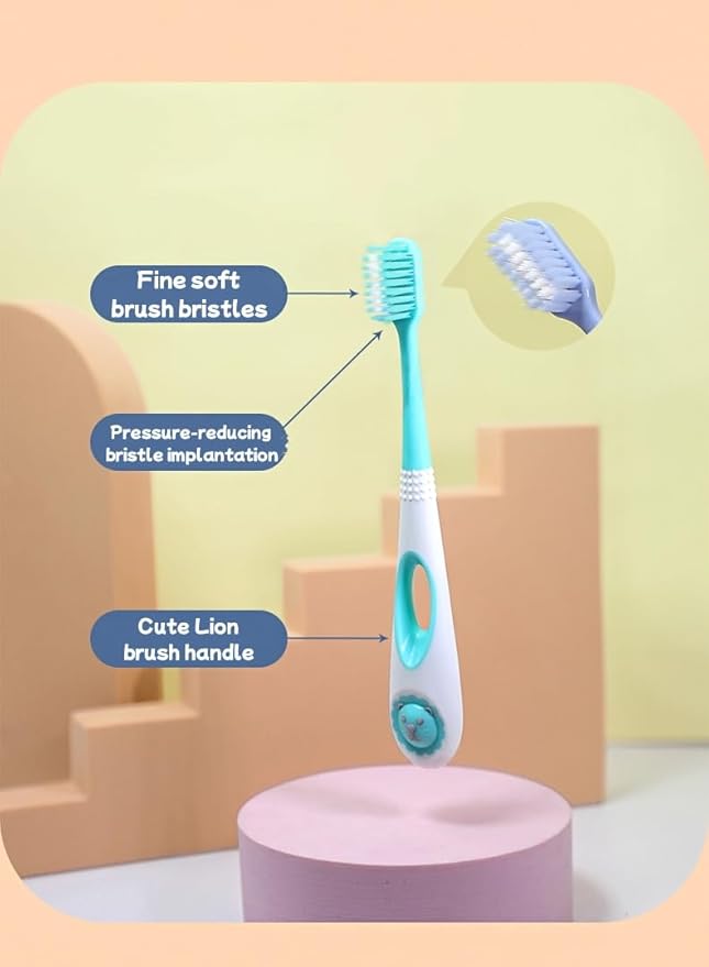 Kids (3-6 Years) Soft Bristle Toothbrush Set (Pack of 5) – Cartoon Grip Handle & Gentle Cleaning