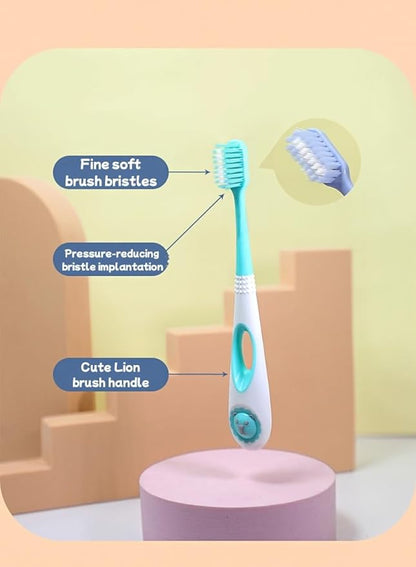 Kids (3-6 Years) Soft Bristle Toothbrush Set (Pack of 5) – Cartoon Grip Handle & Gentle Cleaning