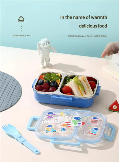 Kids Space Theme Lunch Box – Leakproof Multi-Compartment & Stainless Steel Tiffin Box (3+ Years)
