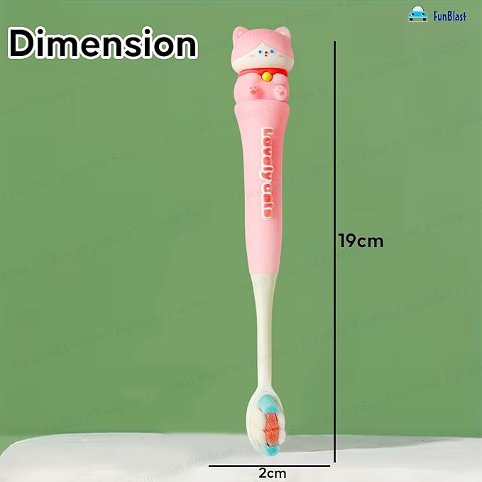 Cute Cat Kids (3-6 Years) Toothbrush (Pink) with Case – Ultra Soft Bristles & Travel-Friendly Design