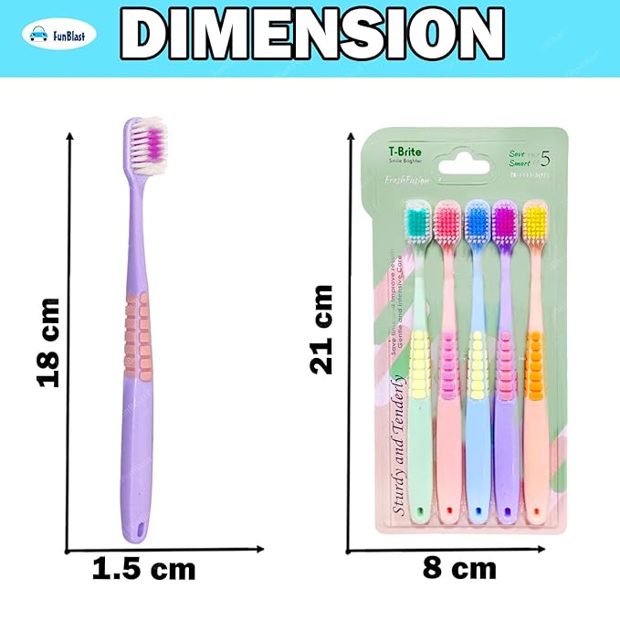 Adults Premium Soft Bristle Toothbrush Set (Pack of 5) – Deep Cleaning & Comfortable Grip