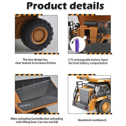 Remote Control Dump Truck | Heavy Duty RC Construction Truck with Lights, Sound & Rechargeable Battery