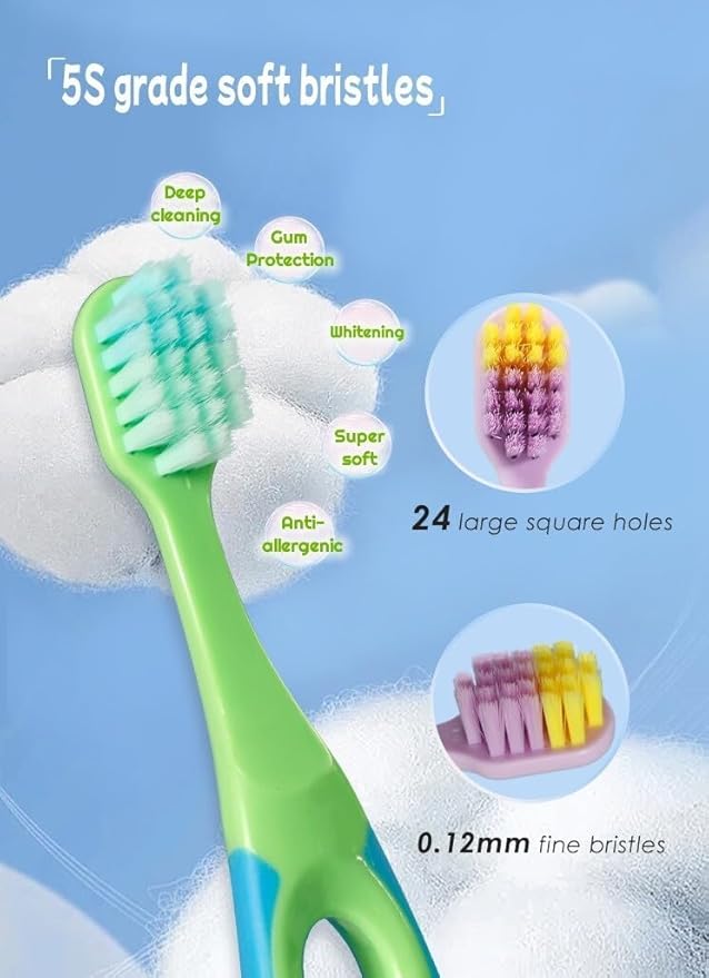 Kids (3-6 Years) Soft Bristle Toothbrush Set (Pack of 3) – Gentle Cleaning & Easy Grip