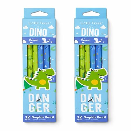 Dino Theme Graphite Pencil Set (Pack of 12) – HB Writing Pencils for Kids & School Use