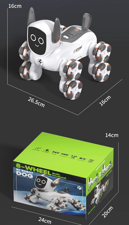 Smart RC Stunt Robot Dog – Gesture Control, Omni-Wheel 360° Drift Toy with Lights & Music