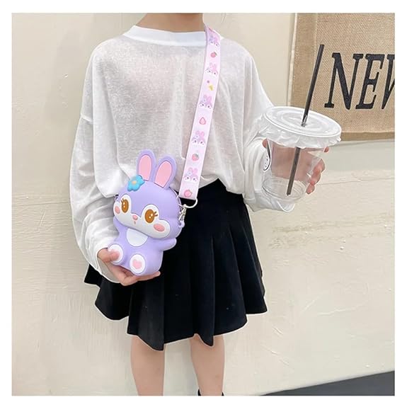 Cute Bunny Shape Kids Sling Bag – Cartoon Rabbit Crossbody Bag for Girls