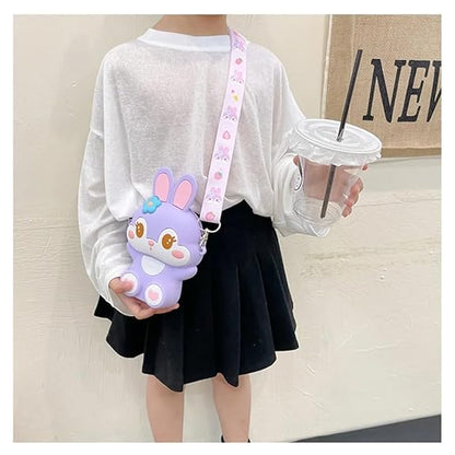 Cute Bunny Shape Kids Sling Bag – Cartoon Rabbit Crossbody Bag for Girls