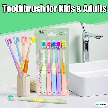 Adults Premium Soft Bristle Toothbrush Set (Pack of 5) – Deep Cleaning & Comfortable Grip