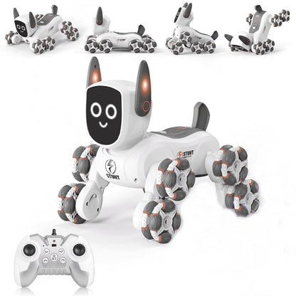 Smart RC Stunt Robot Dog – Gesture Control, Omni-Wheel 360° Drift Toy with Lights & Music