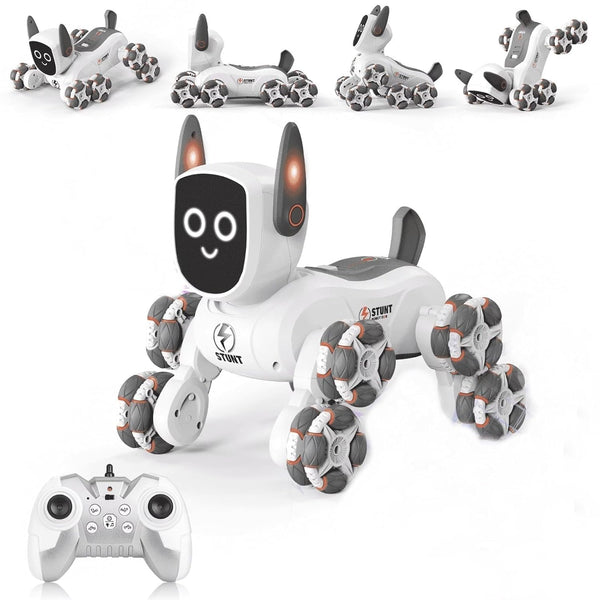 Smart RC Stunt Robot Dog – Gesture Control, Omni-Wheel 360° Drift Toy with Lights & Music