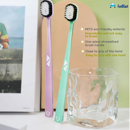 Adults Premium Charcoal Toothbrush Set (Pack of 5) – Soft Bristles Multi-Color Toothbrushes for Deep Cleaning