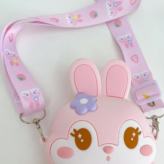 Cute Bunny Shape Kids Sling Bag – Cartoon Rabbit Crossbody Bag for Girls