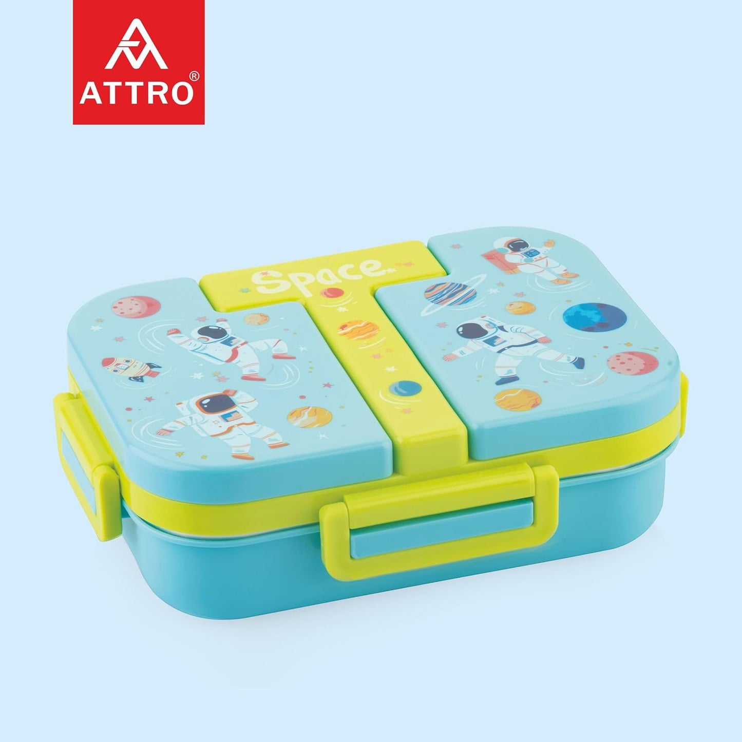 Kids Stainless Steel Lunch Box | 3-Compartment Leakproof Tiffin with Spoon & Cute Design