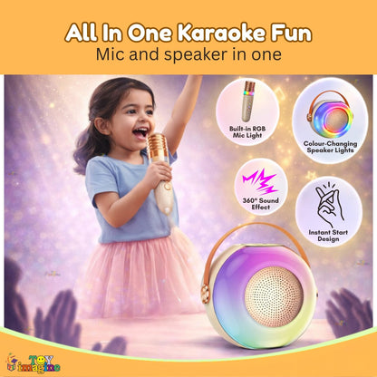 Wireless Karaoke Microphone with RGB Speaker | Portable Bluetooth Singing Mic with LED Lights & Rechargeable Battery