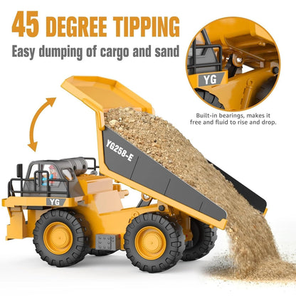 Remote Control Dump Truck | Heavy Duty RC Construction Truck with Lights, Sound & Rechargeable Battery