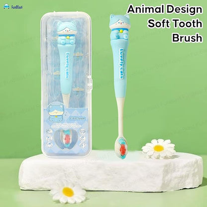 Cute Cat Kids (3-6 Years) Toothbrush with Case – Ultra Soft Bristles & Travel-Friendly Design