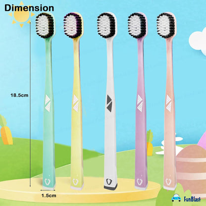 Adults Premium Charcoal Toothbrush Set (Pack of 5) – Soft Bristles Multi-Color Toothbrushes for Deep Cleaning