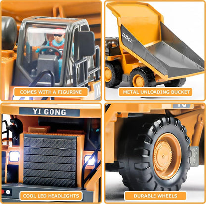 Remote Control Dump Truck | Heavy Duty RC Construction Truck with Lights, Sound & Rechargeable Battery