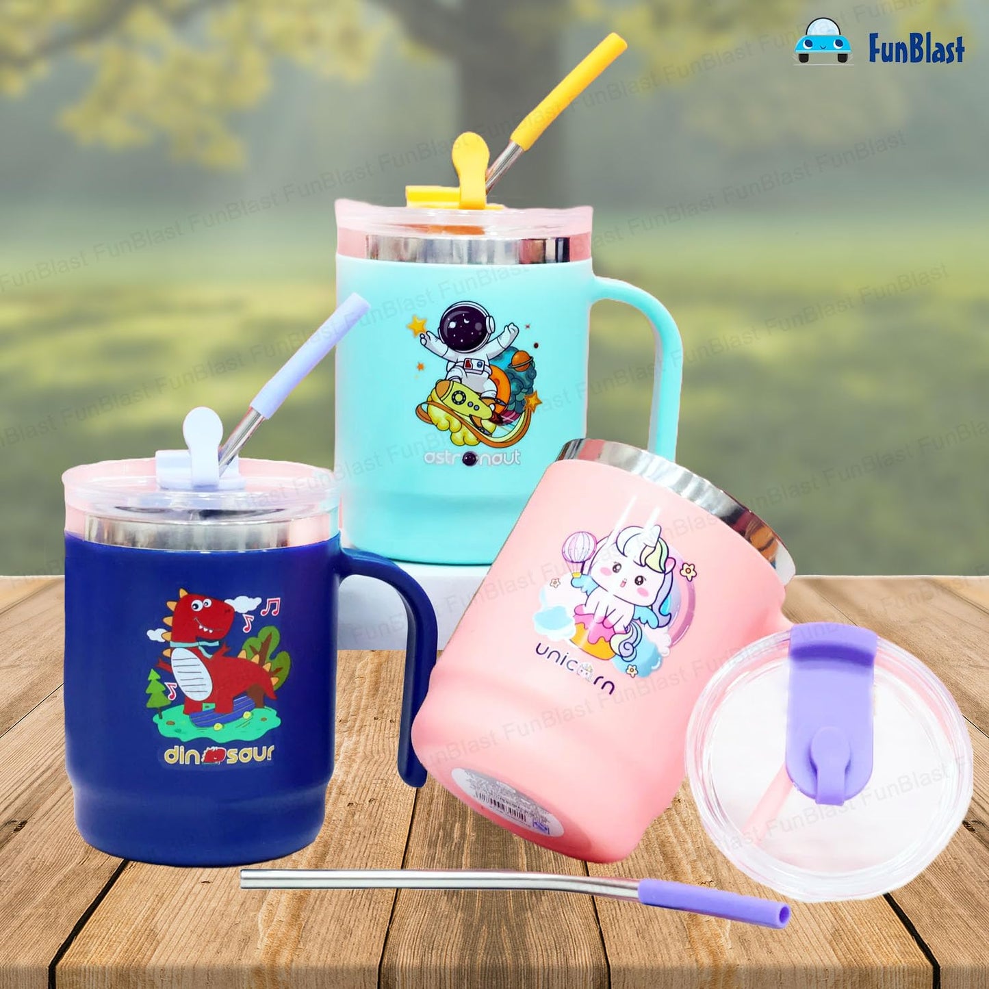 Unicorn Kids Insulated Mug with Straw | Leakproof Stainless Steel Cup with Handle
