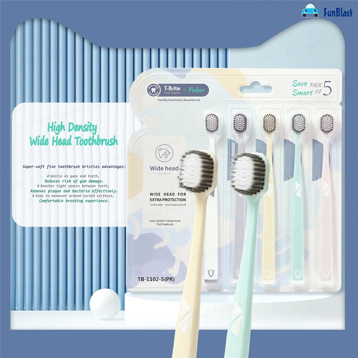 Adults Premium Charcoal Toothbrush Set (Pack of 5) – Soft Bristles Multi-Color Toothbrushes for Deep Cleaning