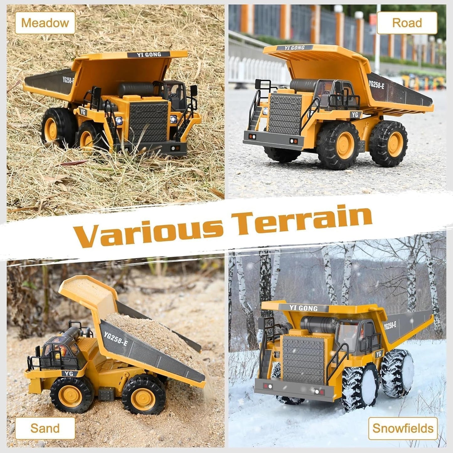 Remote Control Dump Truck | Heavy Duty RC Construction Truck with Lights, Sound & Rechargeable Battery