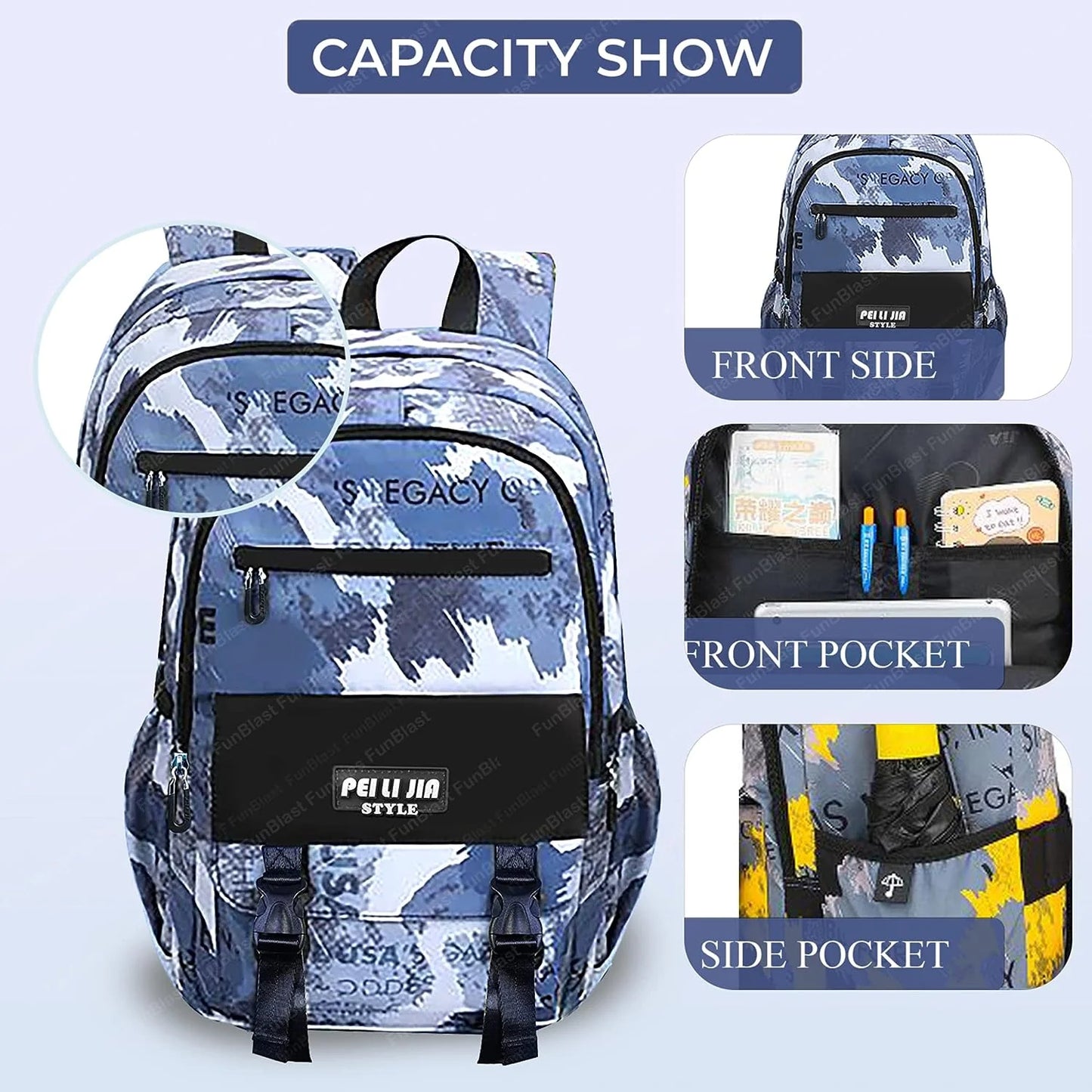 Stylish Camouflage Backpack – Multi-Compartment School & Travel Bag for Boys & Girls