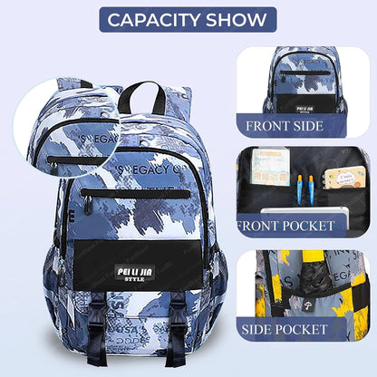 Stylish Camouflage Backpack – Multi-Compartment School & Travel Bag for Boys & Girls