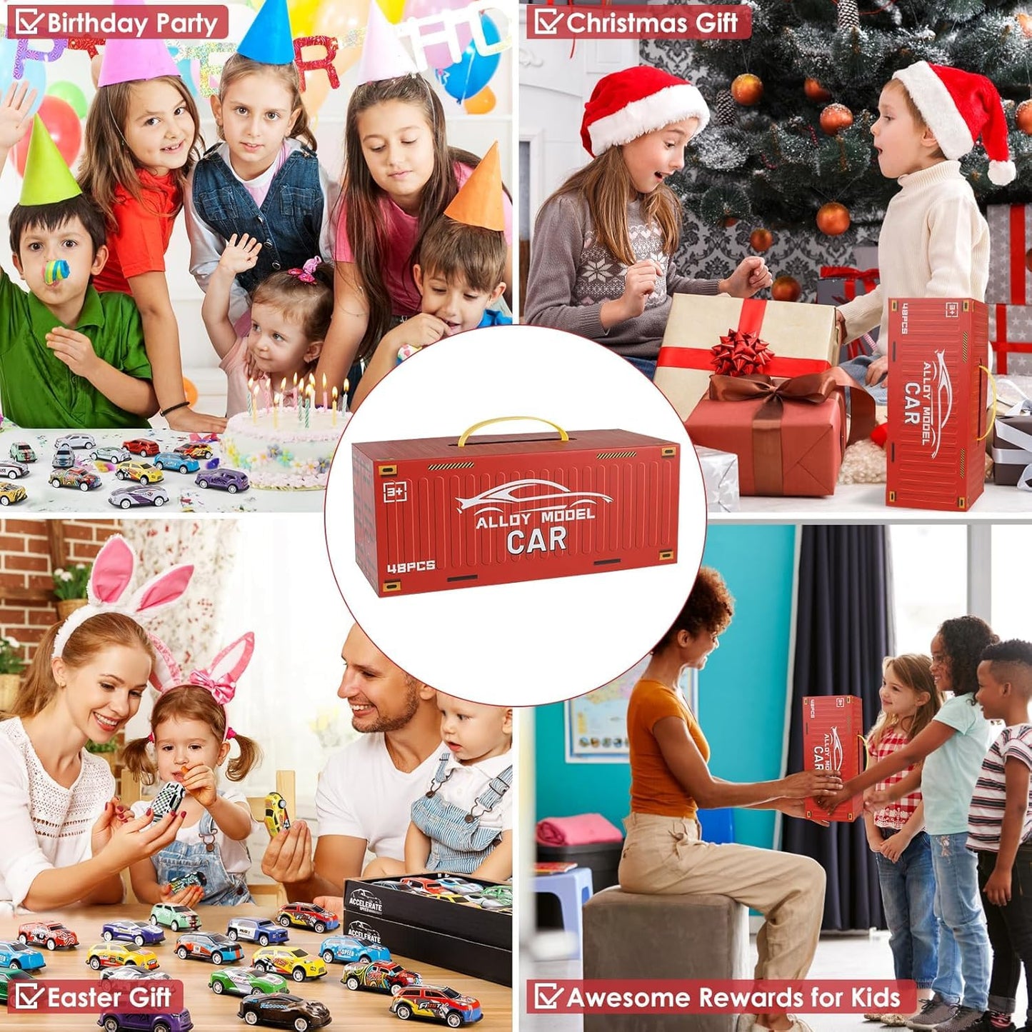 48 PCS Die-Cast Toy Car Set with Parking Garage & Play Mat – Kids Racing Playset