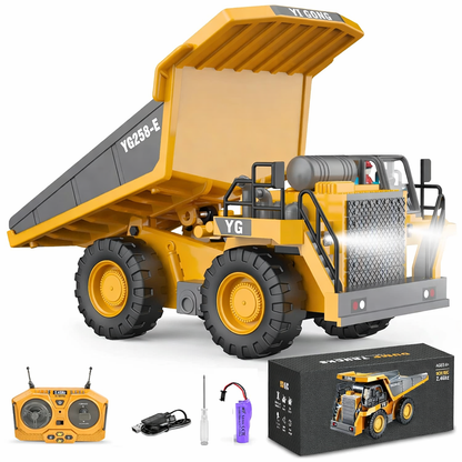 Remote Control Dump Truck | Heavy Duty RC Construction Truck with Lights, Sound & Rechargeable Battery