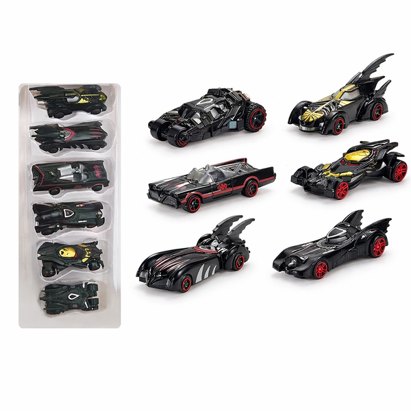 Superhero Bat Car Toy Set (Pack of 6) – Mini Die-Cast Action Cars for Kids