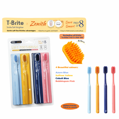 Ultra Soft Premium Toothbrush Set (Pack of 8) – Gentle Fine Bristles Multi-Color Family Pack